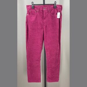 NEW Gap Pants Womens 10 30 short burgundy red corduroy cigarette skinny preppy